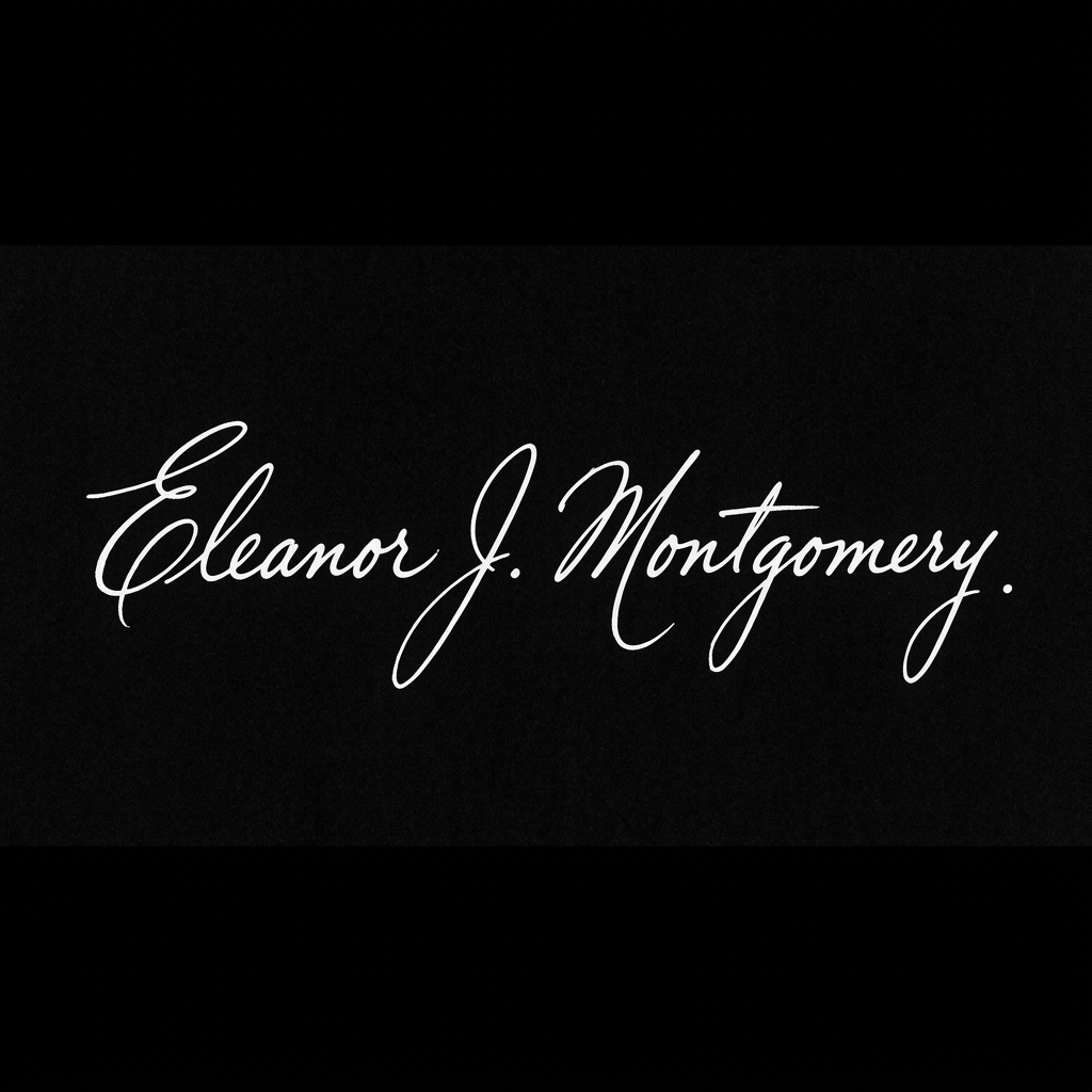 A handwritten signature on a black background